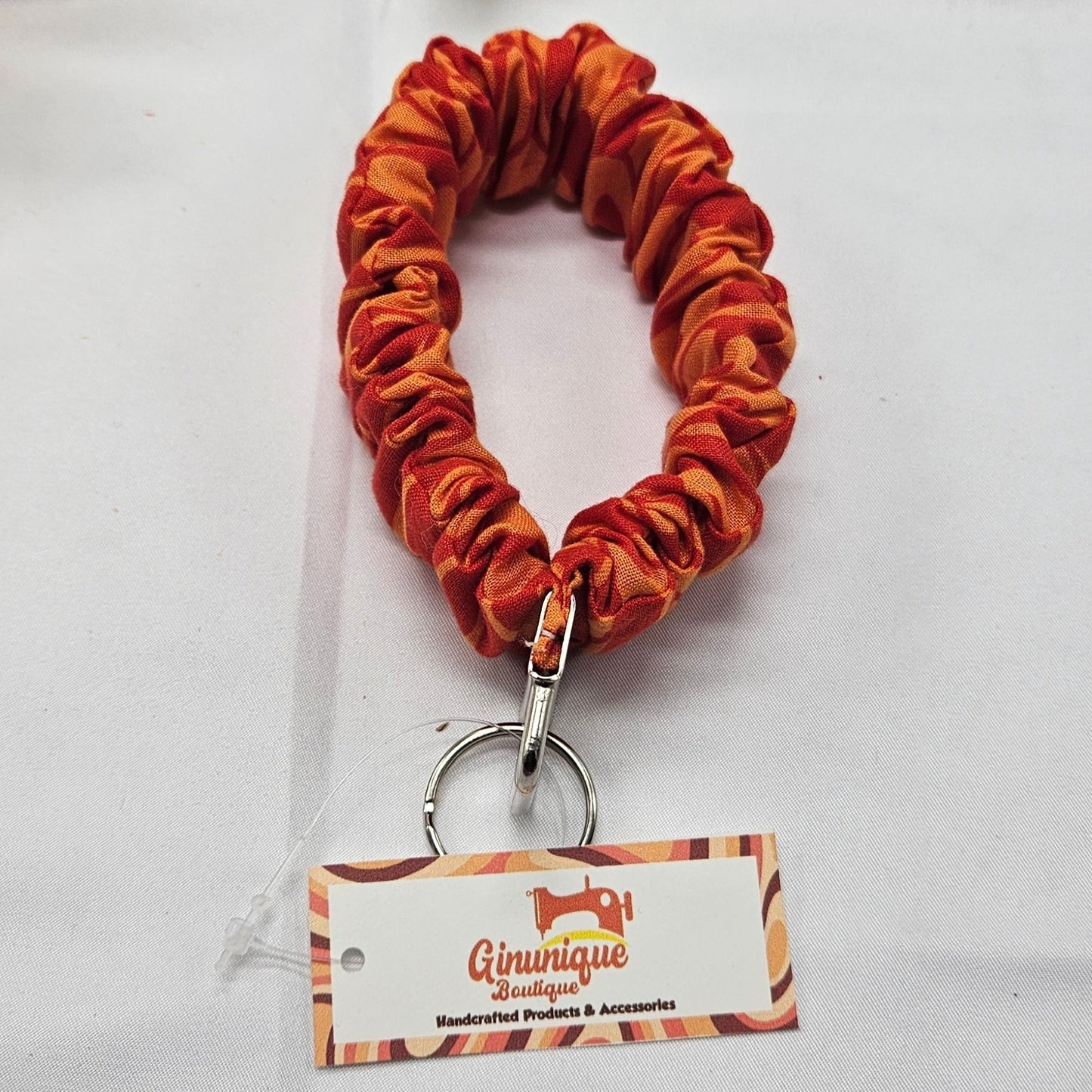 Orange Swirl Scrunchie Keychain Wristlet