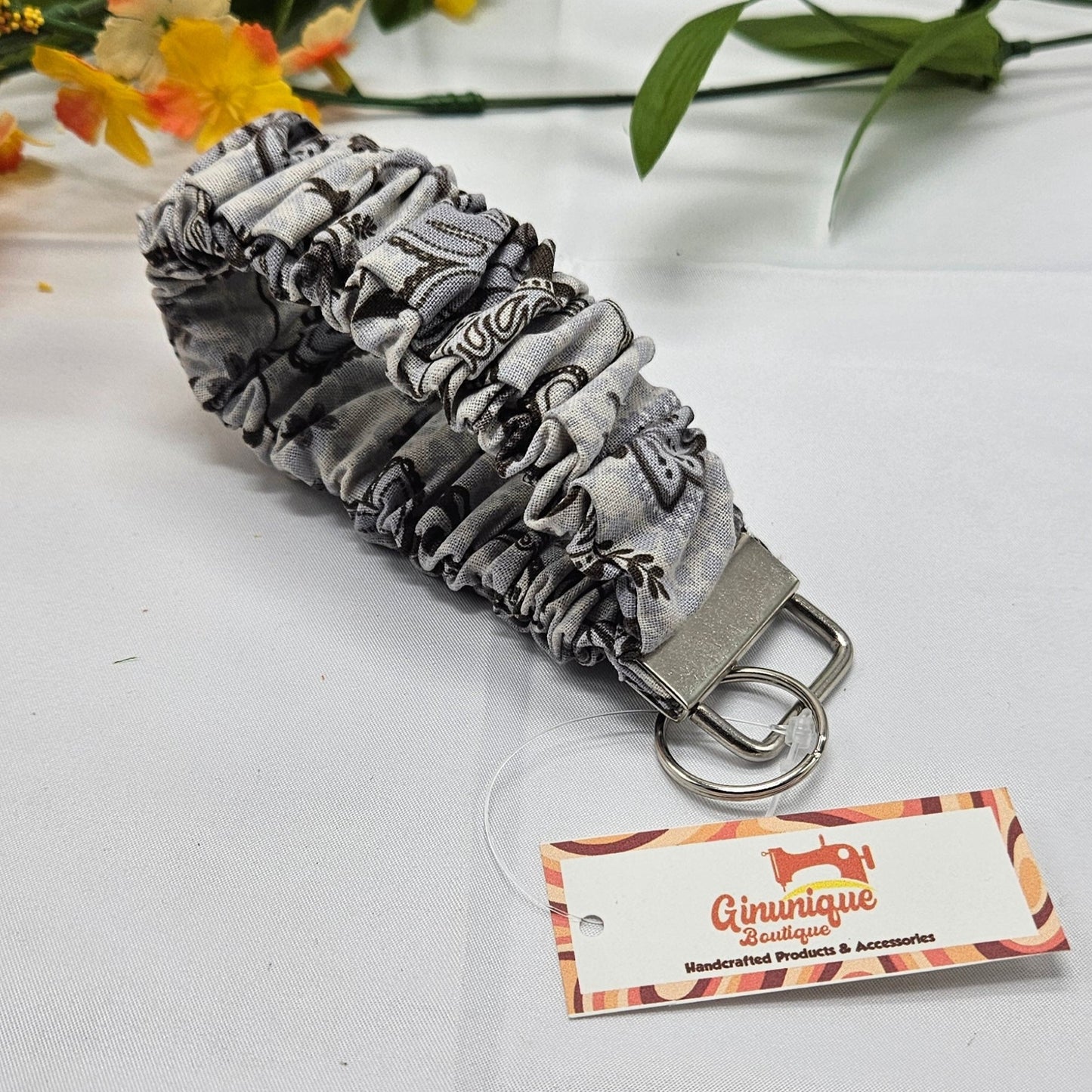 Assorted Brown Novelty Scrunchie Keychain Wristlet