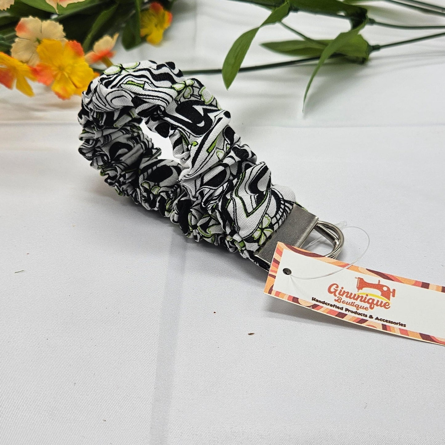 Assorted Black Novelty Scrunchie Keychain Wristlet