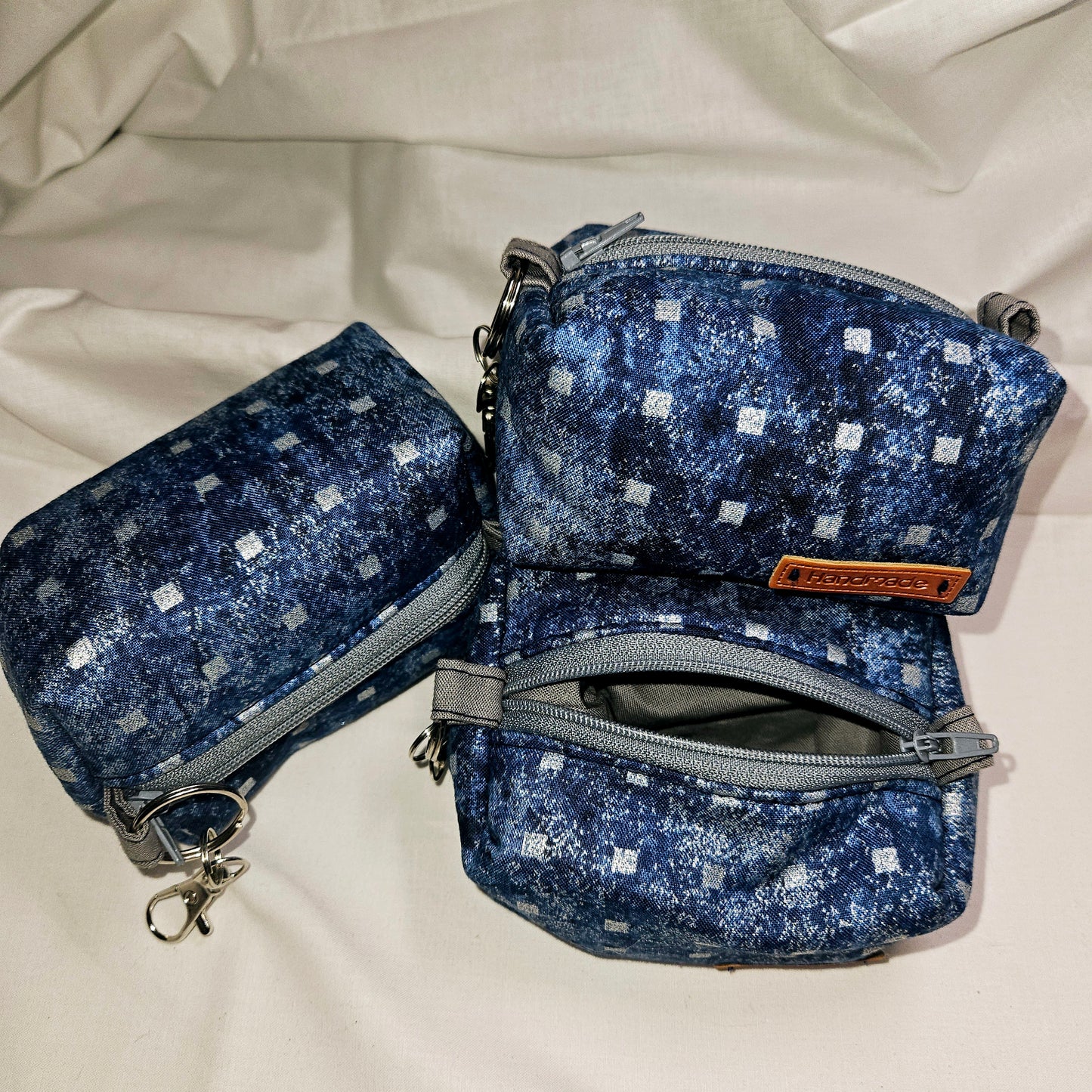 Indigo Dot Mini Keychain Boxy Pouch