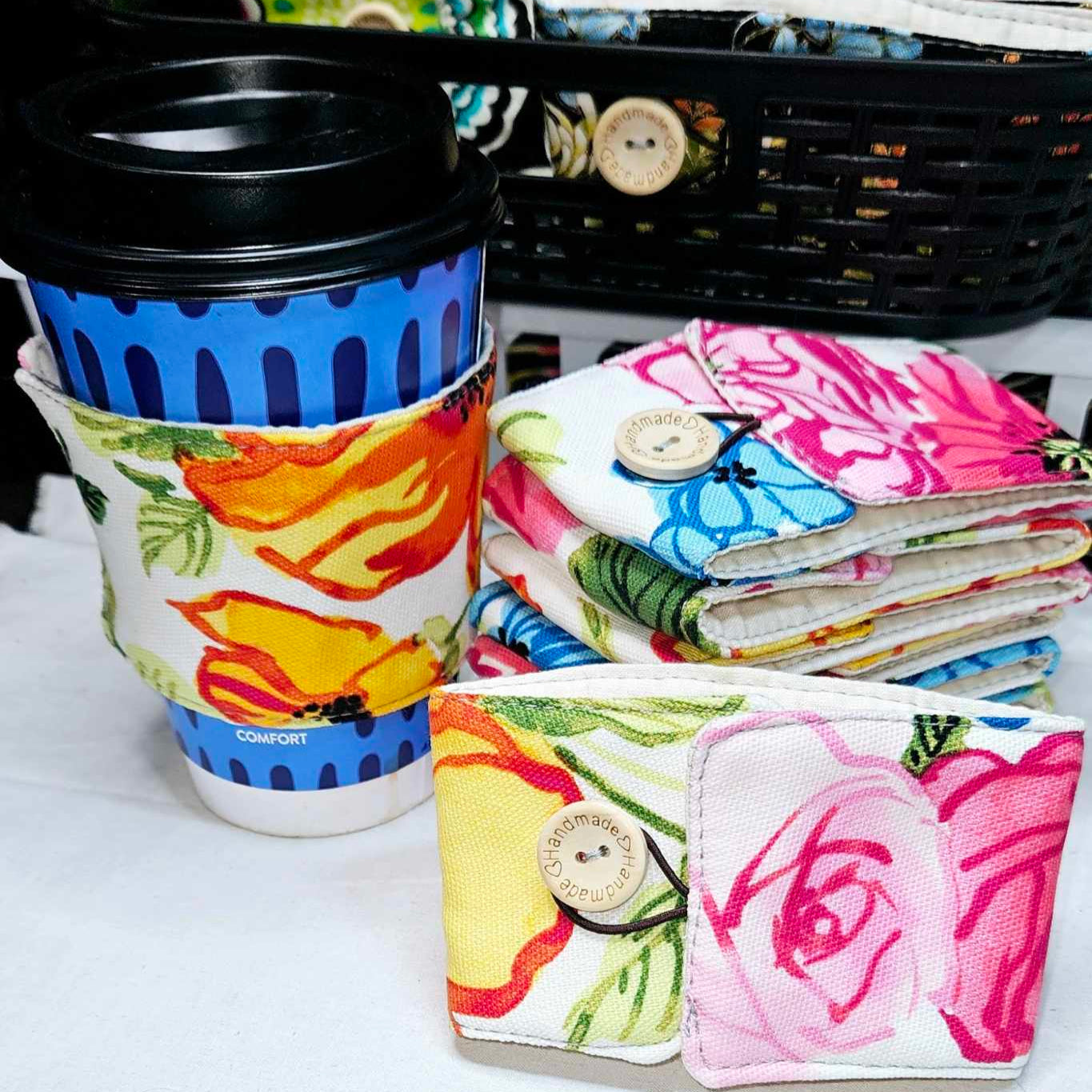 Blue Bloom Coffee Cup Wrap