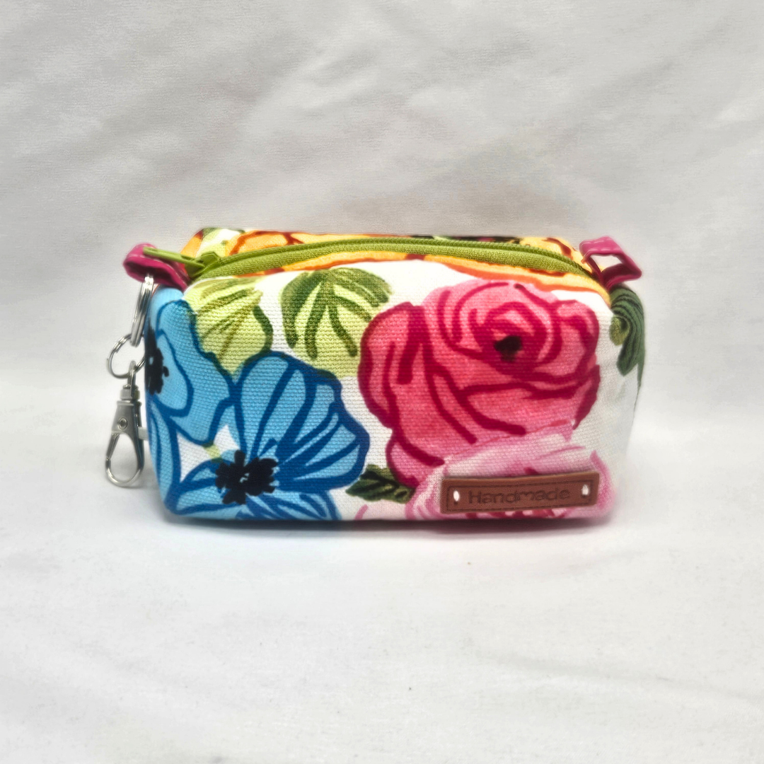 Blue Bloom Mini Keychain Boxy Pouch