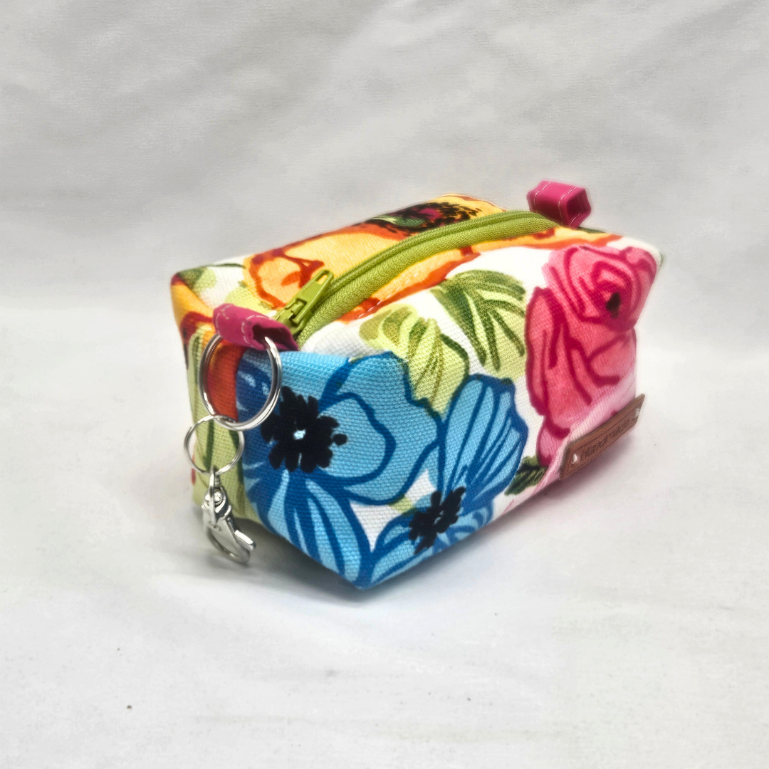 Blue Bloom Mini Keychain Boxy Pouch