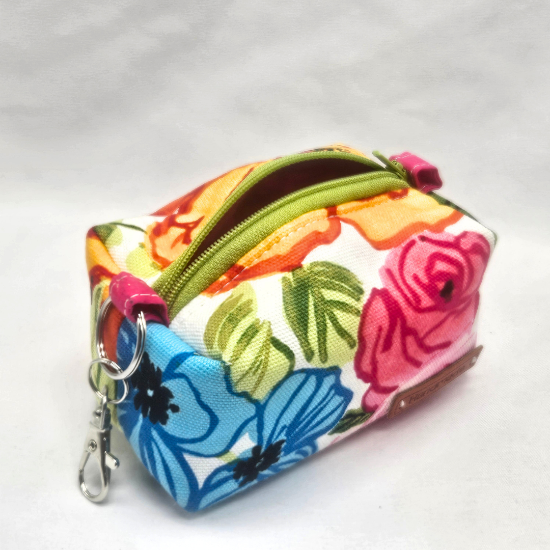 Blue Bloom Mini Keychain Boxy Pouch