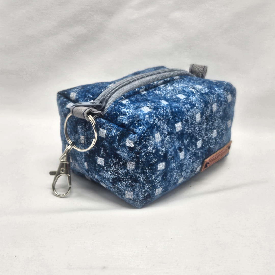 Indigo Dot Mini Keychain Boxy Pouch