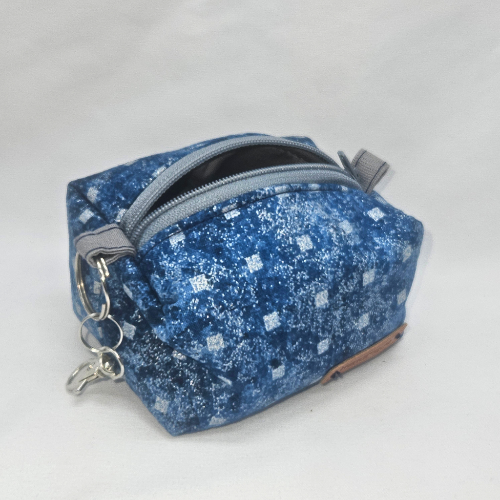 Indigo Dot Mini Keychain Boxy Pouch