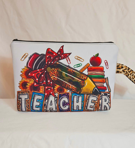 Teacher Leopard Wristlet Bag