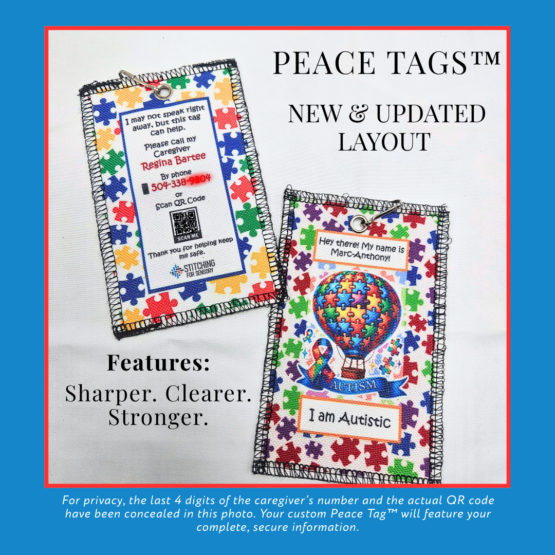 Peace Tags™ – Safety & Support Tag for Neurodivergent Kids